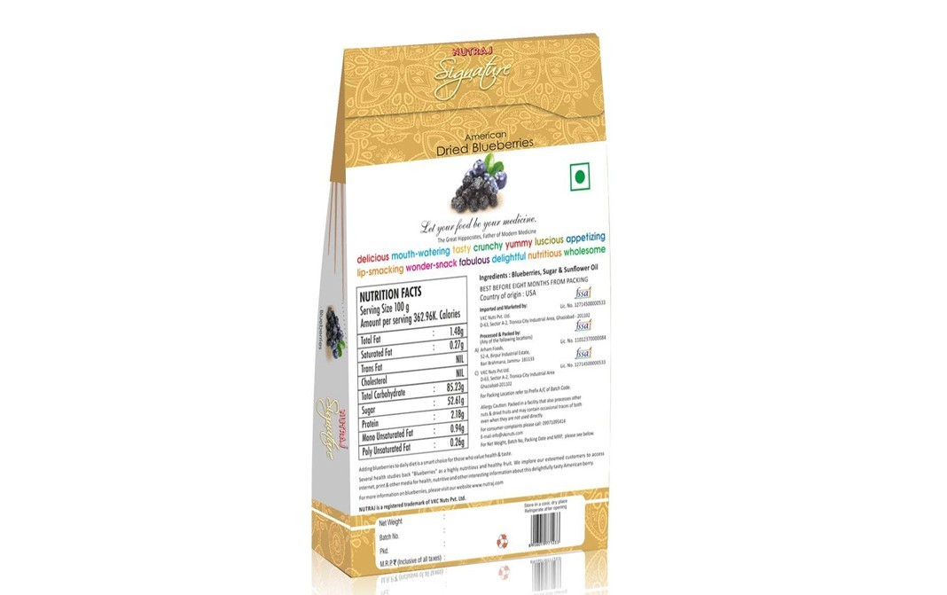 Nutraj Signature Blueberries    Pack  100 grams